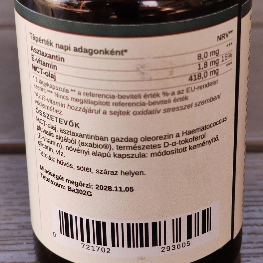 Astaxanthin Lágykapszula 8 mg (30 db) címke